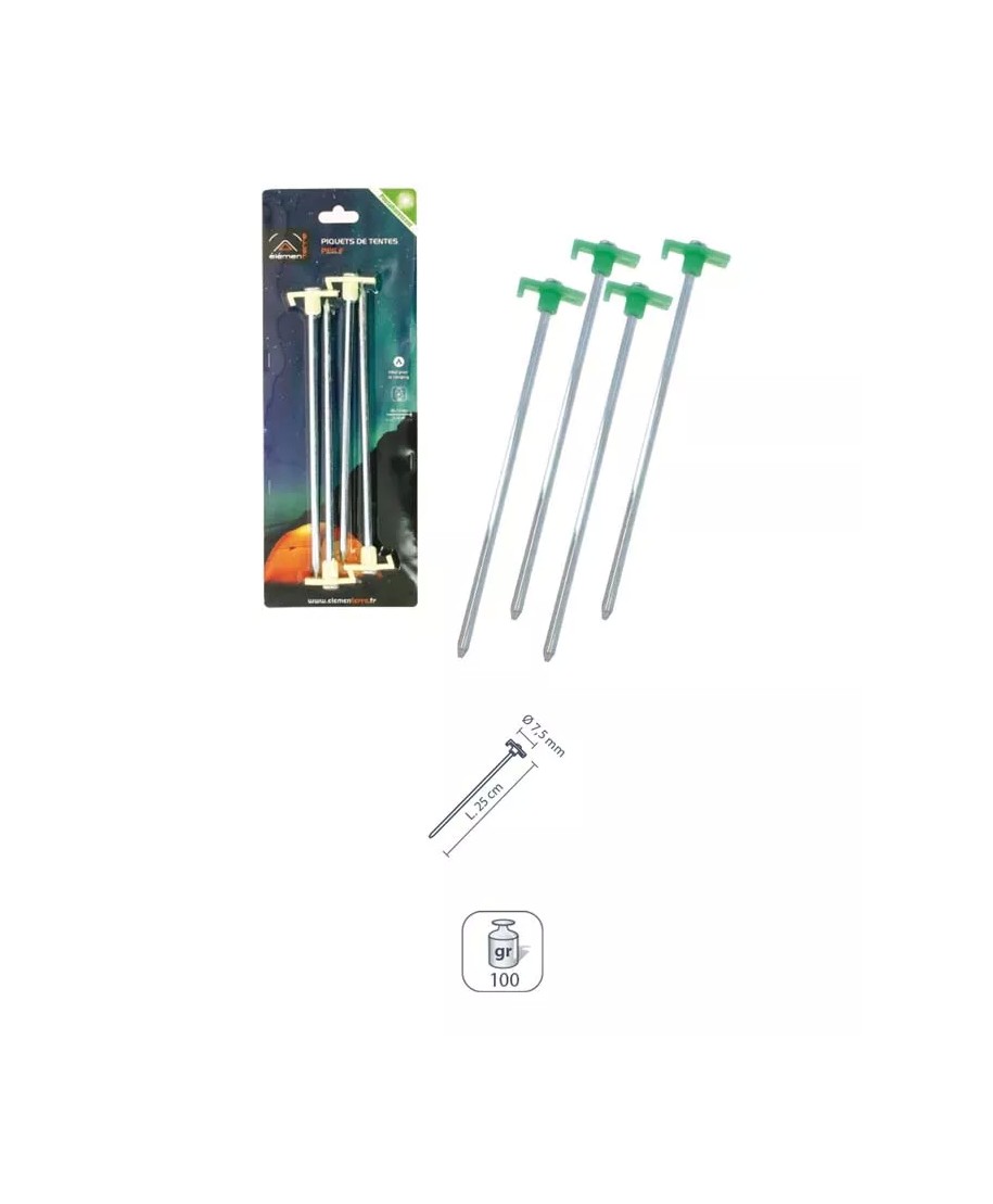 PEG_F Lot de 4 piquets acier 25 cm